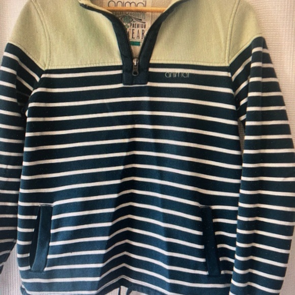 Animal Tops - Animal Green and Black Striped Half-Zip Pullover